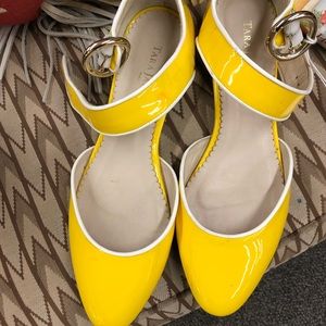 Yellow NWOT Patent Leather Flats by Tara Jarmon Paris